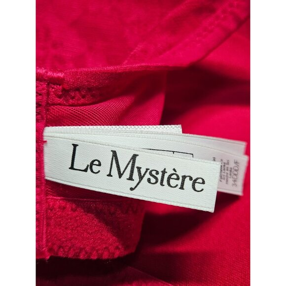 Le Mystere Merlot Womens Red Lace Bra Adjustable Straps Back Closure 34DDD/F - Picture 3 of 7